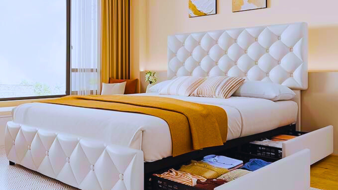 Faux Leather Queen Bed Frame with 4 Storage Drawers: A Comprehensive Review Bed Frame