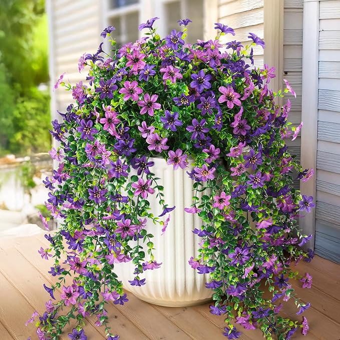 Artificial Hanging Flower Baskets – Best Lifelike, UV-Resistant, and Maintenance-Free. 2 PCS Artificial Hanging Flower Baskets